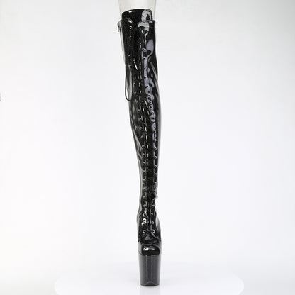 PLEASER - Flamingo - 3021GP - Black Glitter