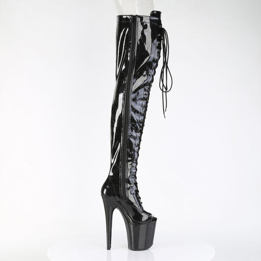 PLEASER - Flamingo - 3021GP - Black Glitter