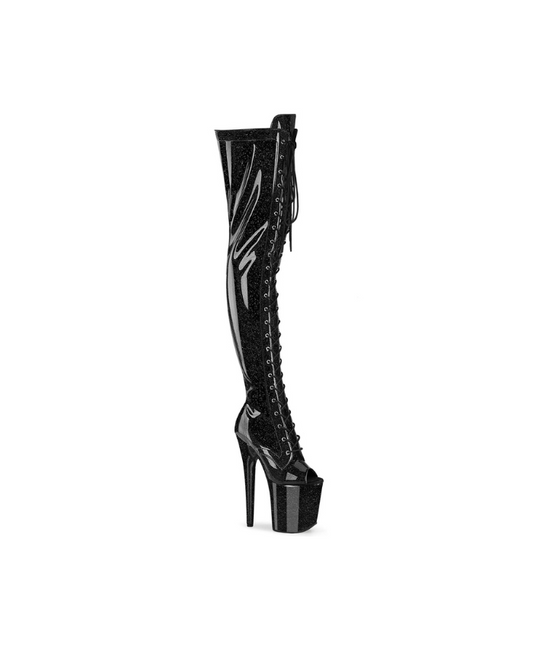 PLEASER - Flamingo - 3021GP - Black Glitter