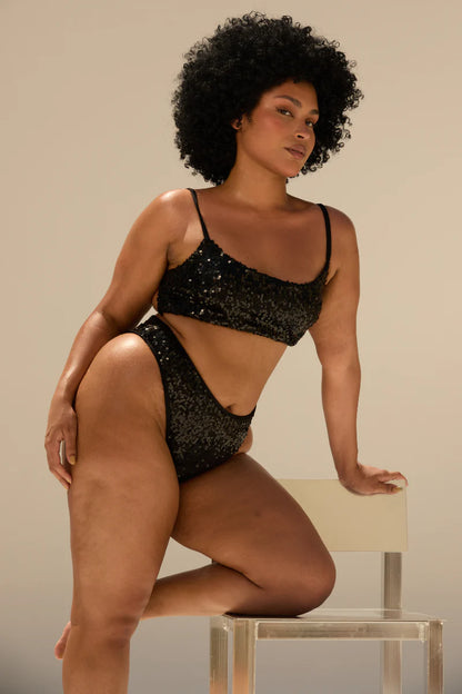 PRECOMMANDE - ROLLING - Top vento - Noirs à sequins